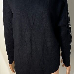 Liv Milano Black Embellished Rhinestones Heart Sleeves Pullover‎ Sweater Sz M